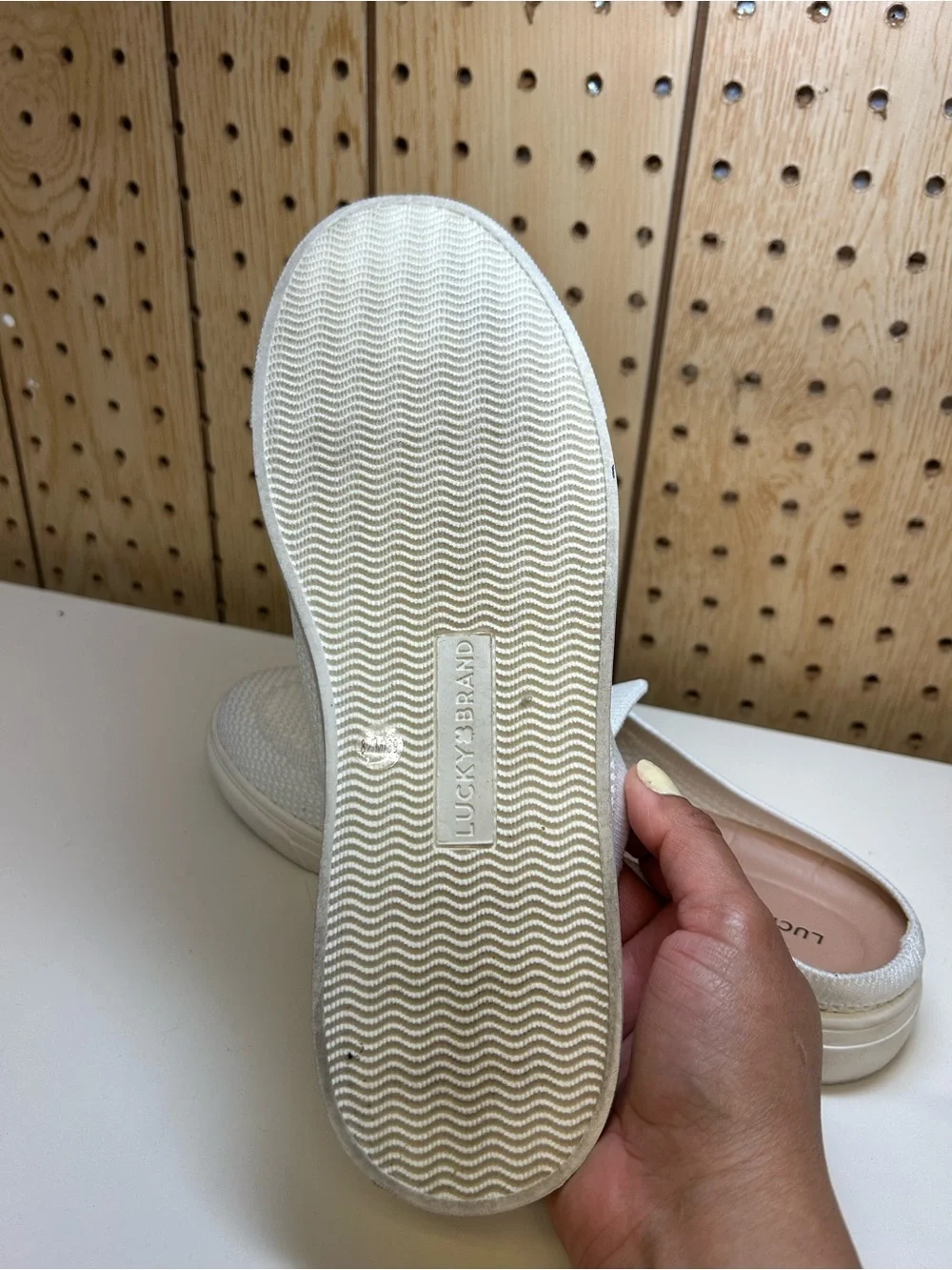 Lucky Brand  White Slip-On Knit Loafers